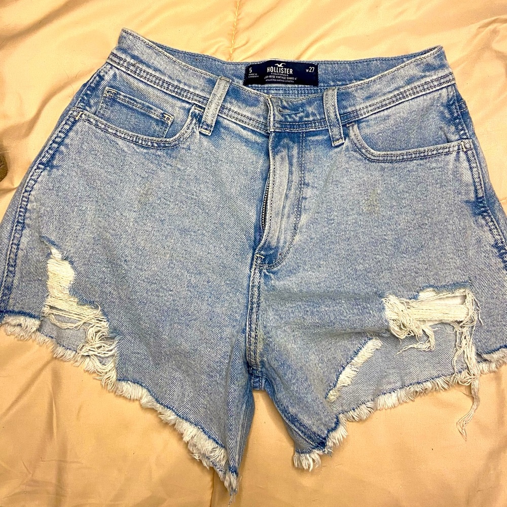 Hollister w27 Women's High-Waist Wide-Leg Shorts Fashion Ripped Raw
